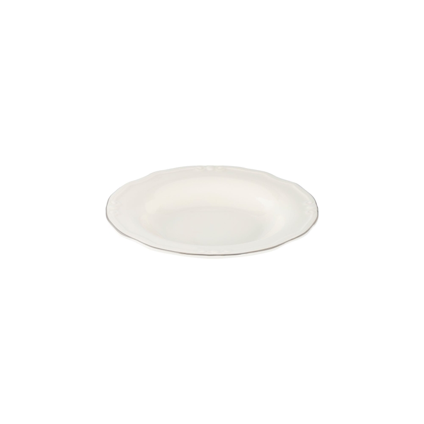 Service de table 24 pièces en porcelaine, blanc/argenté