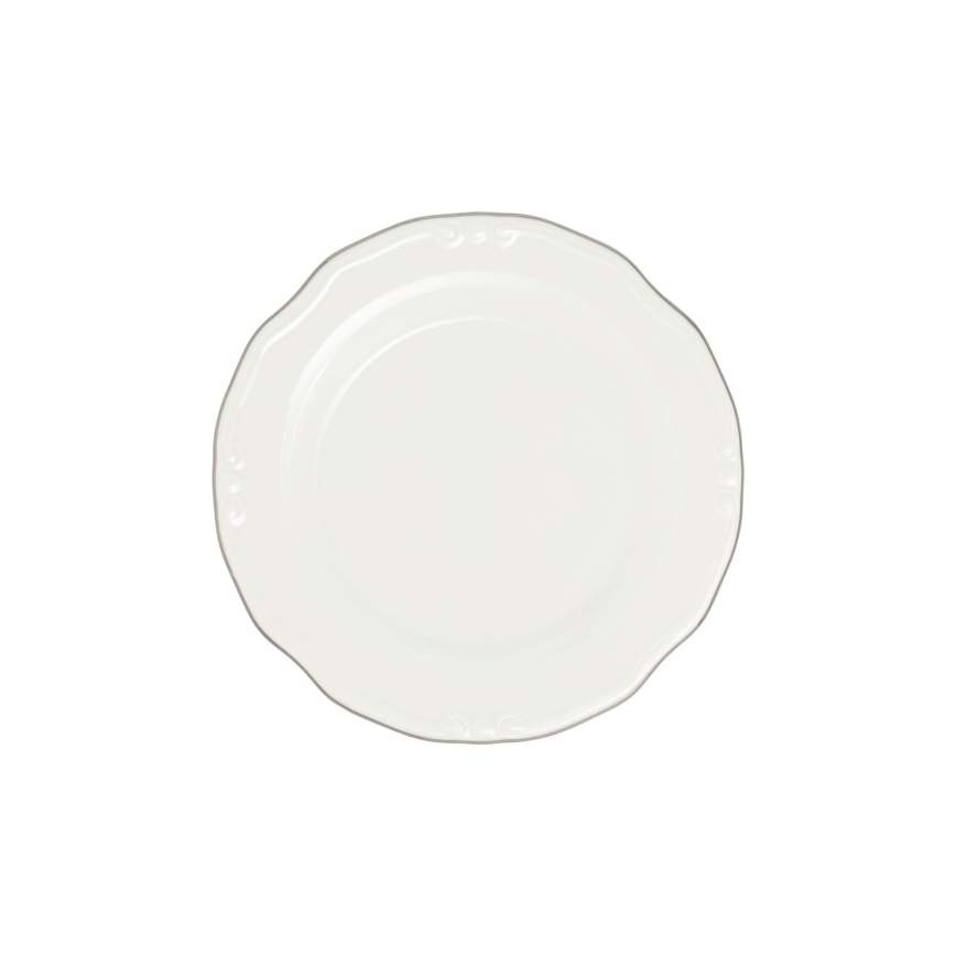 Service de table 24 pièces en porcelaine, blanc/argenté