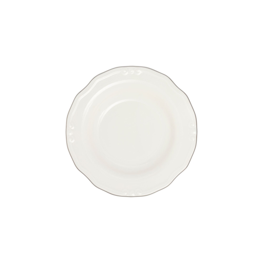 Service de table 24 pièces en porcelaine, blanc/argenté