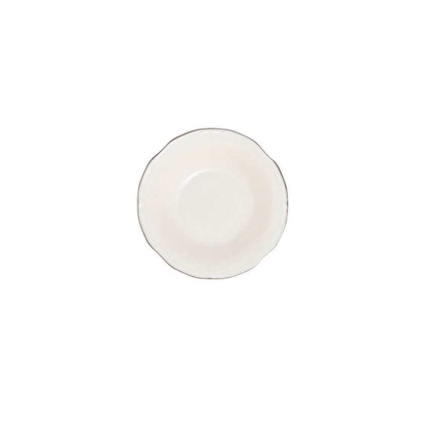 Service de table 24 pièces en porcelaine, blanc/argenté