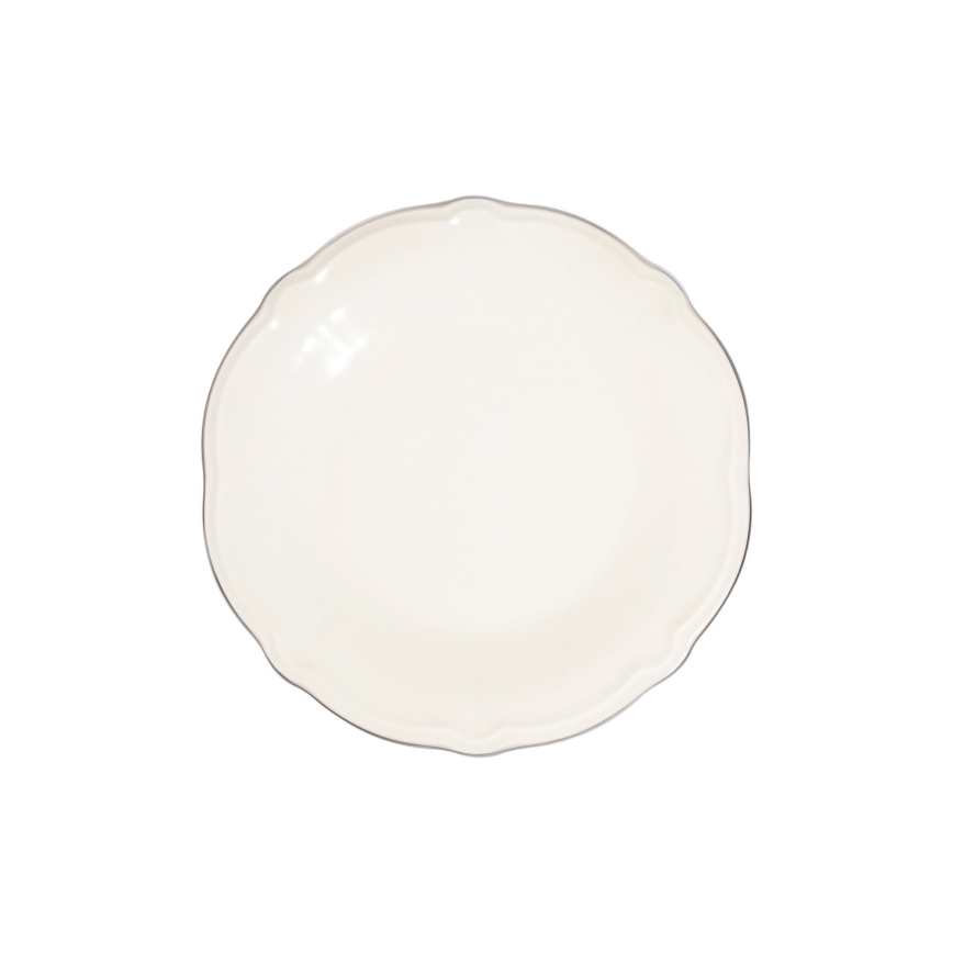 Service de table 24 pièces en porcelaine, blanc/argenté
