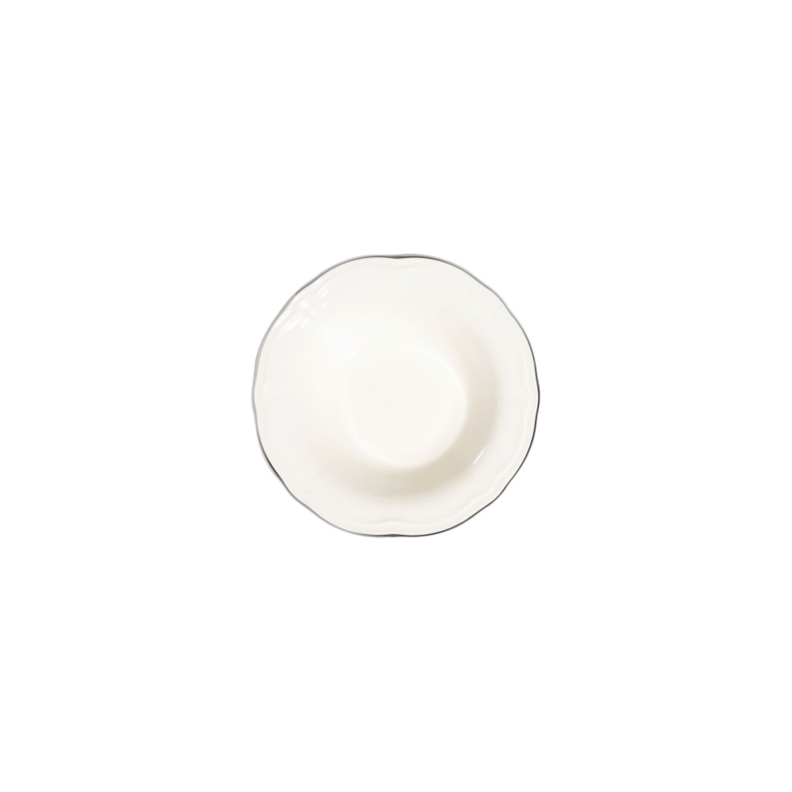 Service de table 24 pièces en porcelaine, blanc/argenté