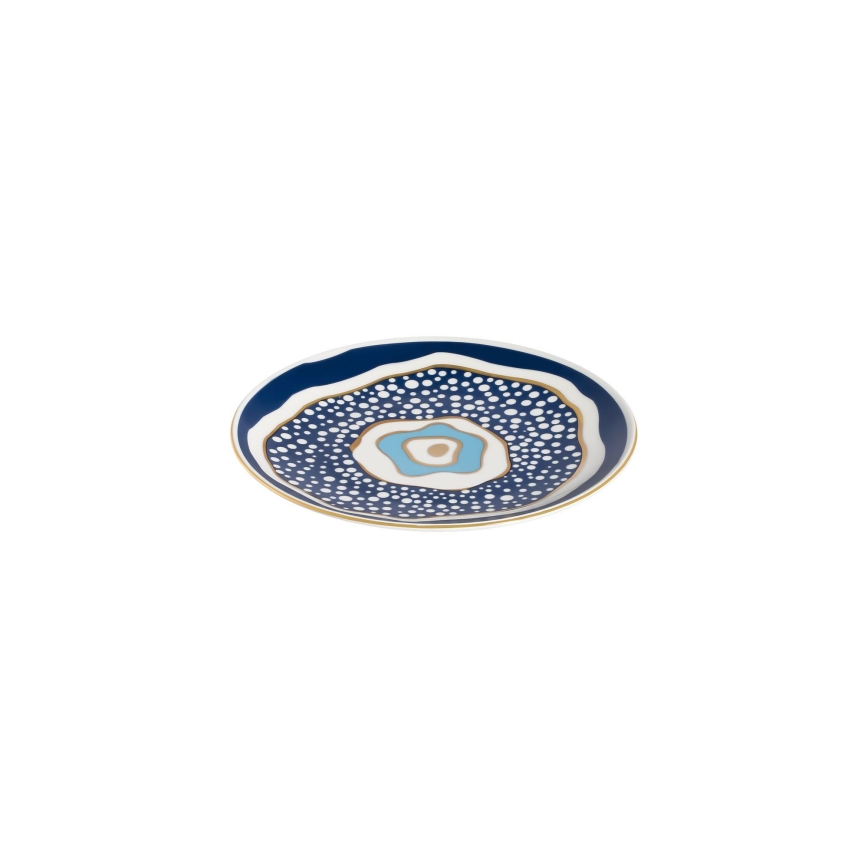 Service de table 24 pièces en porcelaine blanc/bleu/doré