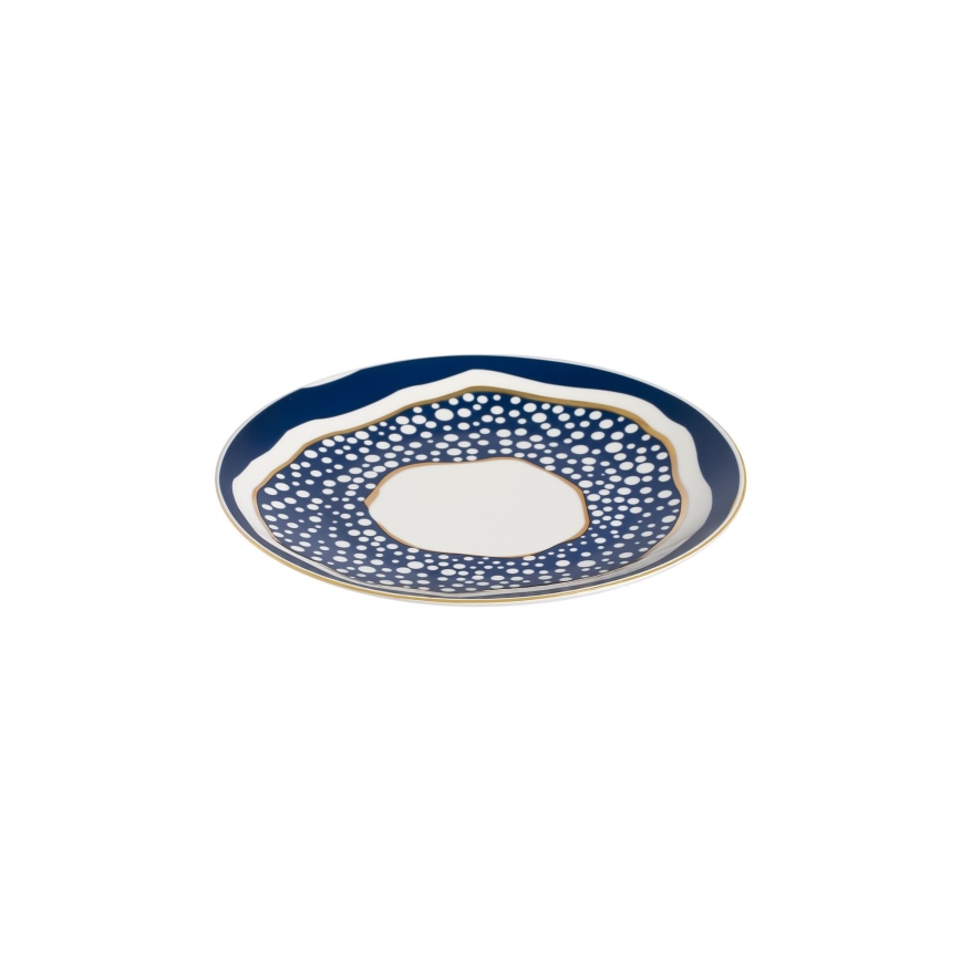 Service de table 24 pièces en porcelaine blanc/bleu/doré