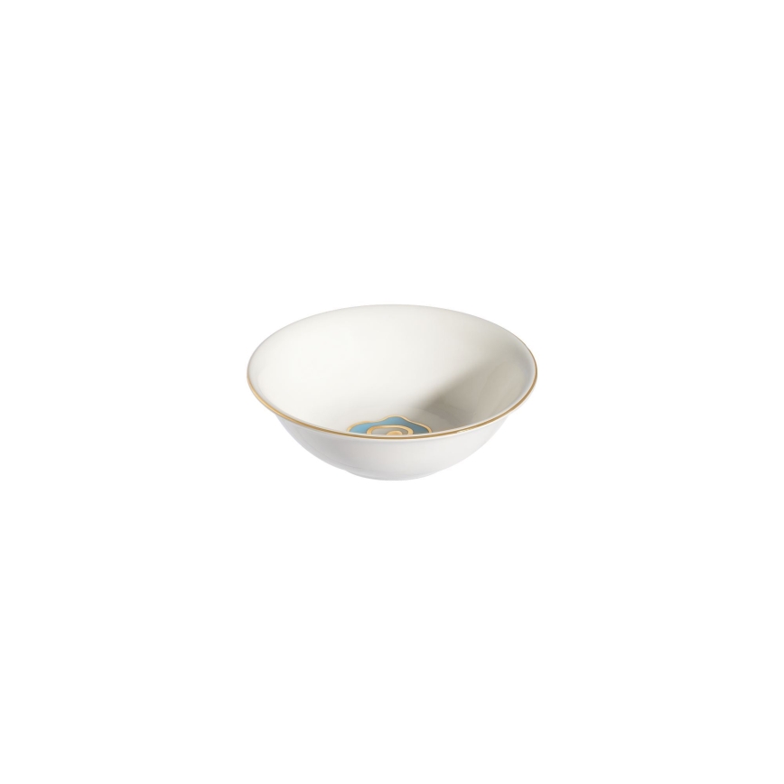 Service de table 24 pièces en porcelaine blanc/bleu/doré