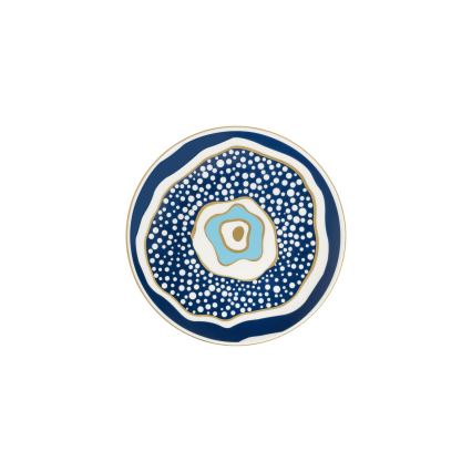 Service de table 24 pièces en porcelaine blanc/bleu/doré