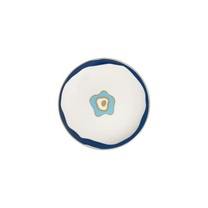 Service de table 24 pièces en porcelaine blanc/bleu/doré