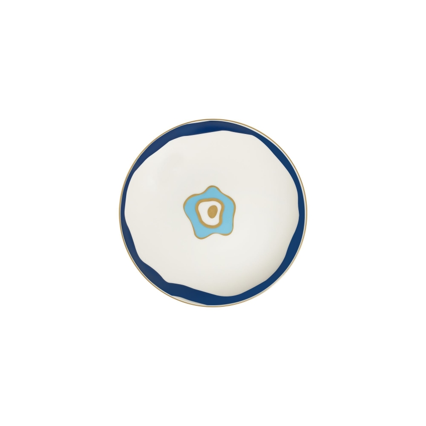Service de table 24 pièces en porcelaine blanc/bleu/doré