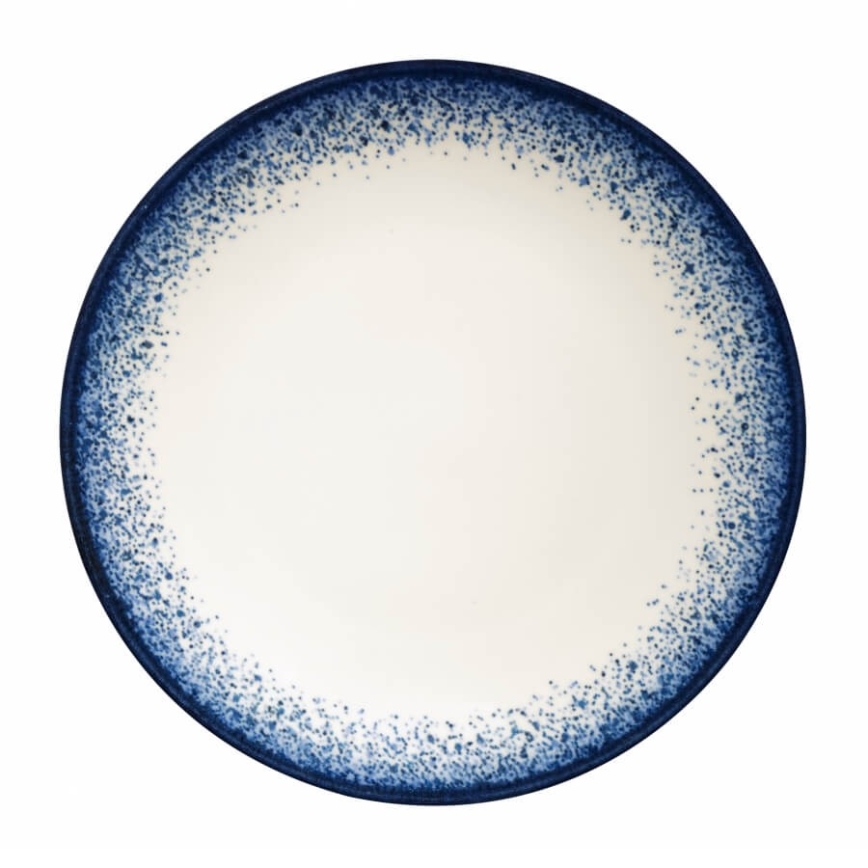 Service de table 24 pièces en porcelaine, blanc/bleu