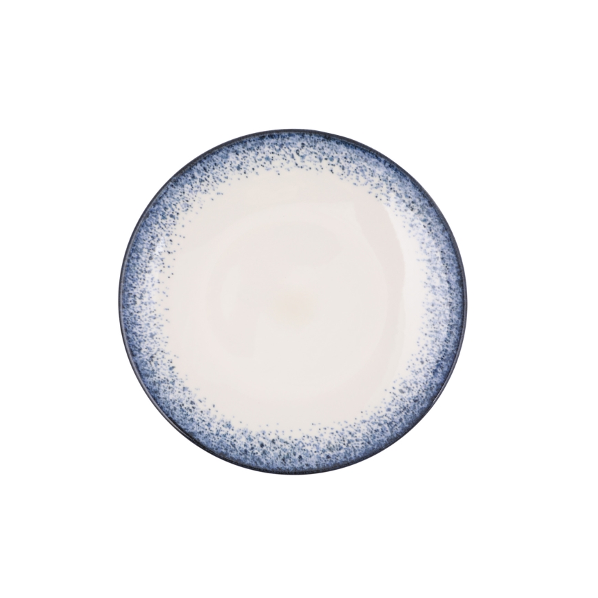 Service de table 24 pièces en porcelaine, blanc/bleu