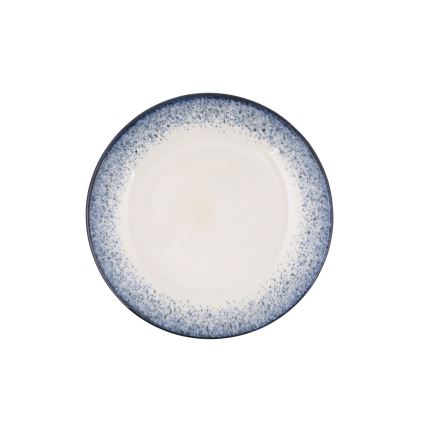 Service de table 24 pièces en porcelaine, blanc/bleu