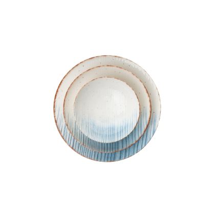 Service de table 24 pièces en porcelaine, blanc/bleu