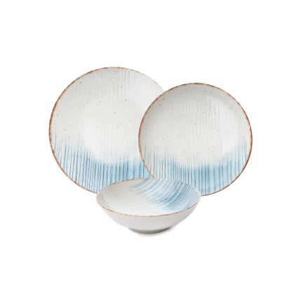 Service de table 24 pièces en porcelaine, blanc/bleu