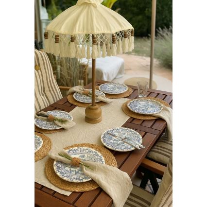 Service de table 24 pièces en porcelaine, blanc/bleu