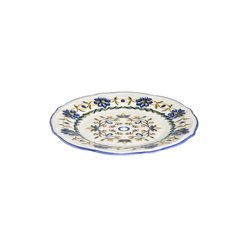 Service de table 24 pièces en porcelaine, blanc/bleu/jaune