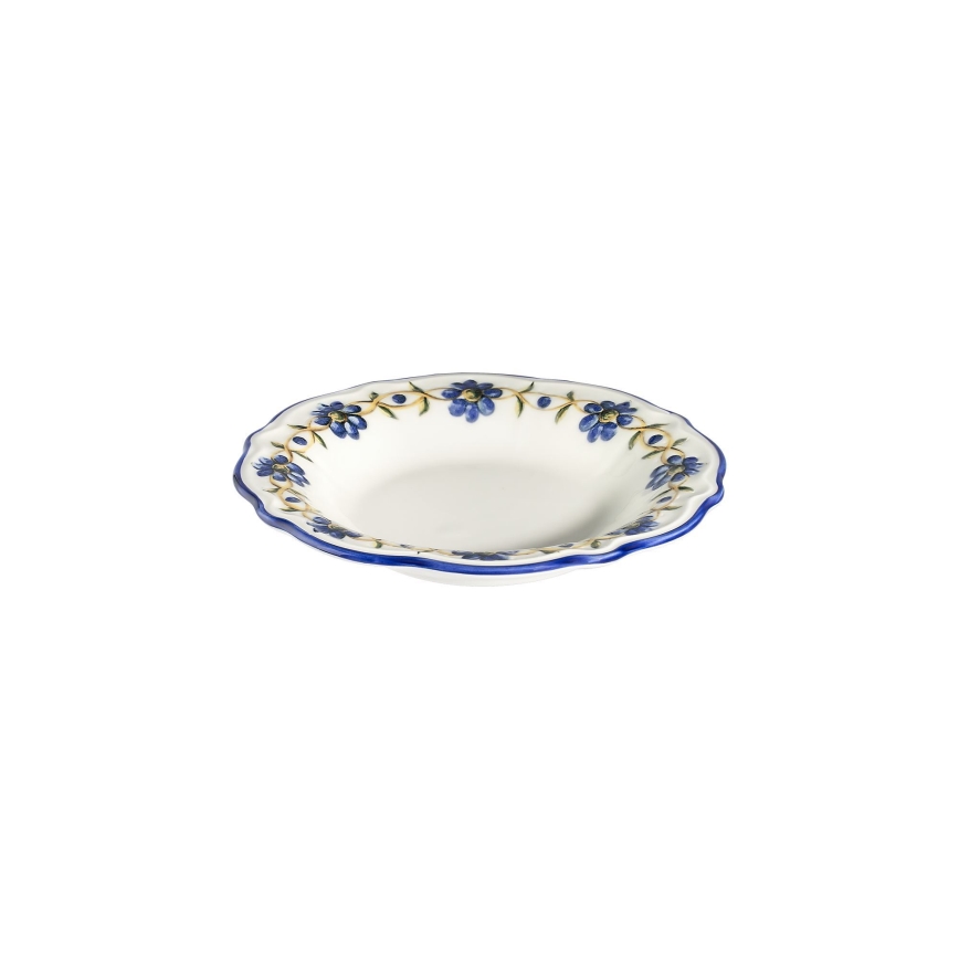 Service de table 24 pièces en porcelaine, blanc/bleu/jaune