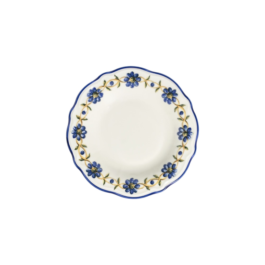 Service de table 24 pièces en porcelaine, blanc/bleu/jaune