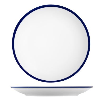 Service de table 24 pièces en porcelaine, blanc et bleu