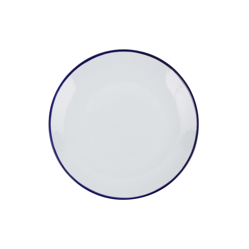 Service de table 24 pièces en porcelaine, blanc et bleu
