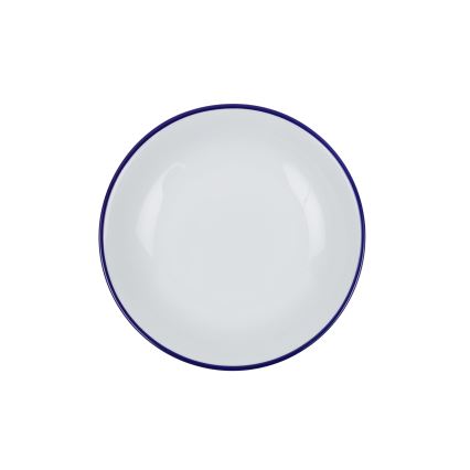 Service de table 24 pièces en porcelaine, blanc et bleu