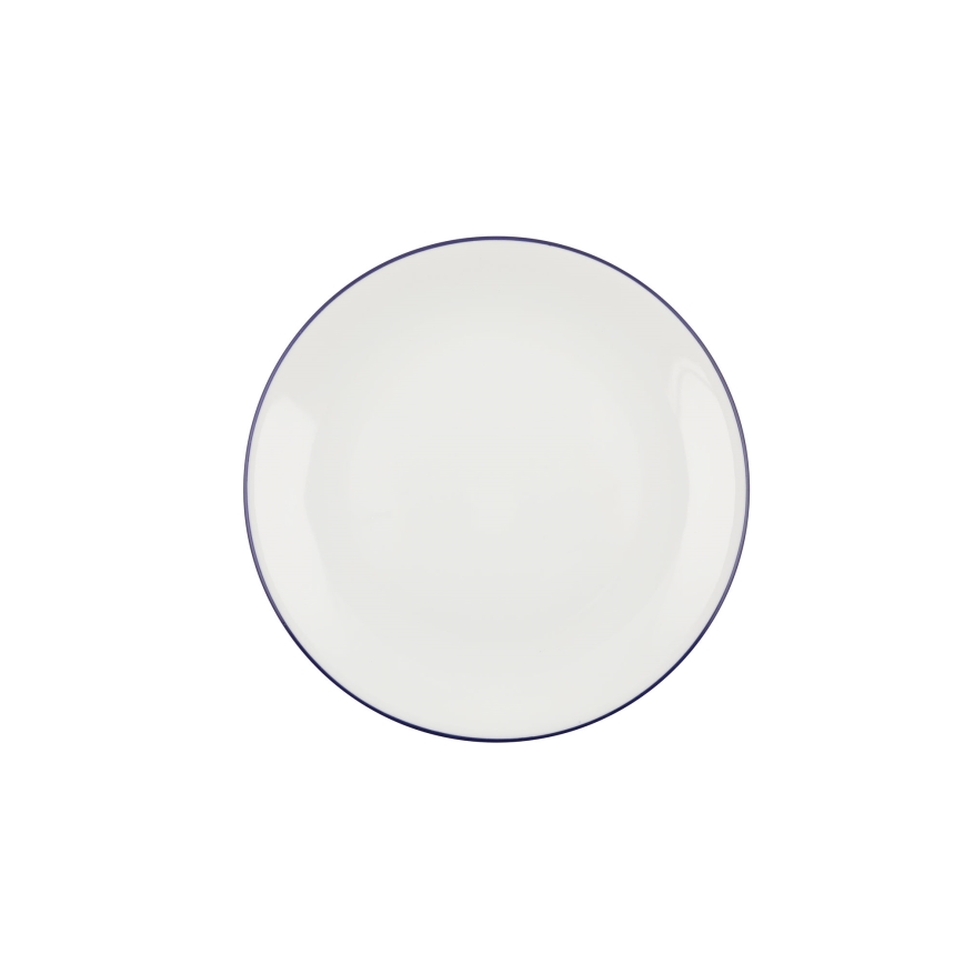 Service de table 24 pièces en porcelaine, blanc et bleu