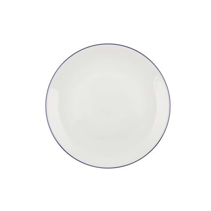 Service de table 24 pièces en porcelaine, blanc et bleu
