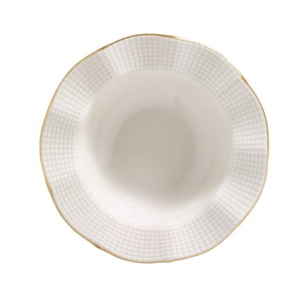 Service de table 24 pièces en porcelaine, blanc et doré