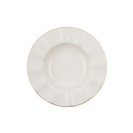 Service de table 24 pièces en porcelaine, blanc et doré