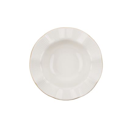 Service de table 24 pièces en porcelaine, blanc et doré