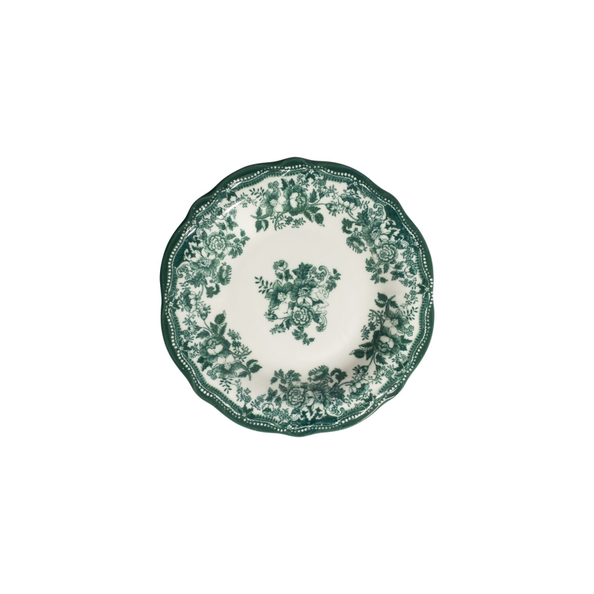 Service de table 24 pièces en porcelaine, blanc et vert
