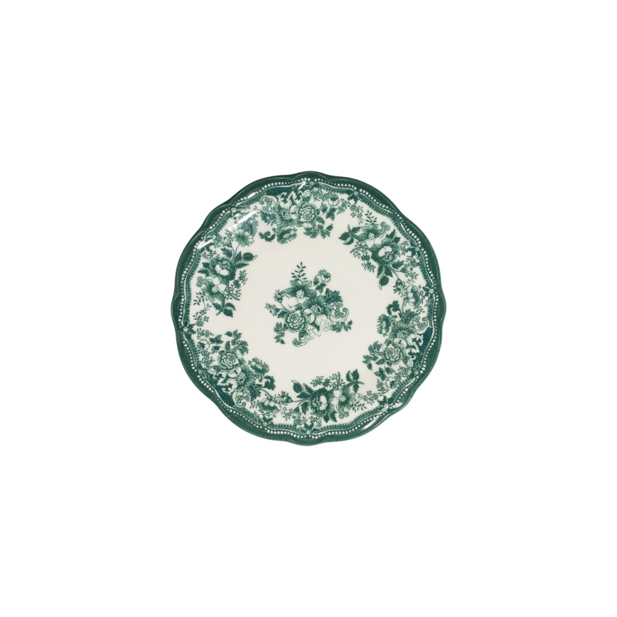 Service de table 24 pièces en porcelaine, blanc et vert
