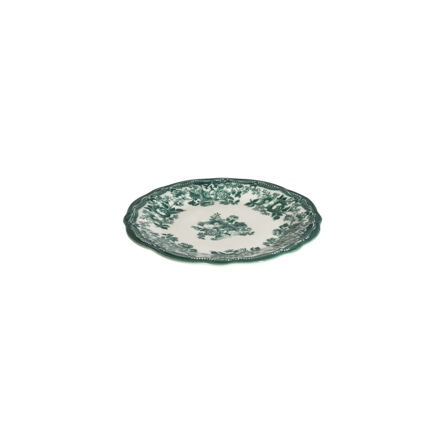 Service de table 24 pièces en porcelaine, blanc et vert