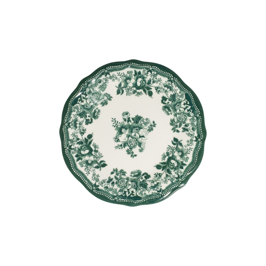 Service de table 24 pièces en porcelaine, blanc et vert