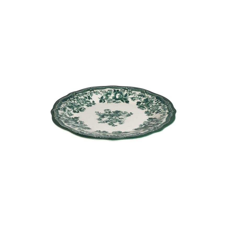 Service de table 24 pièces en porcelaine, blanc et vert