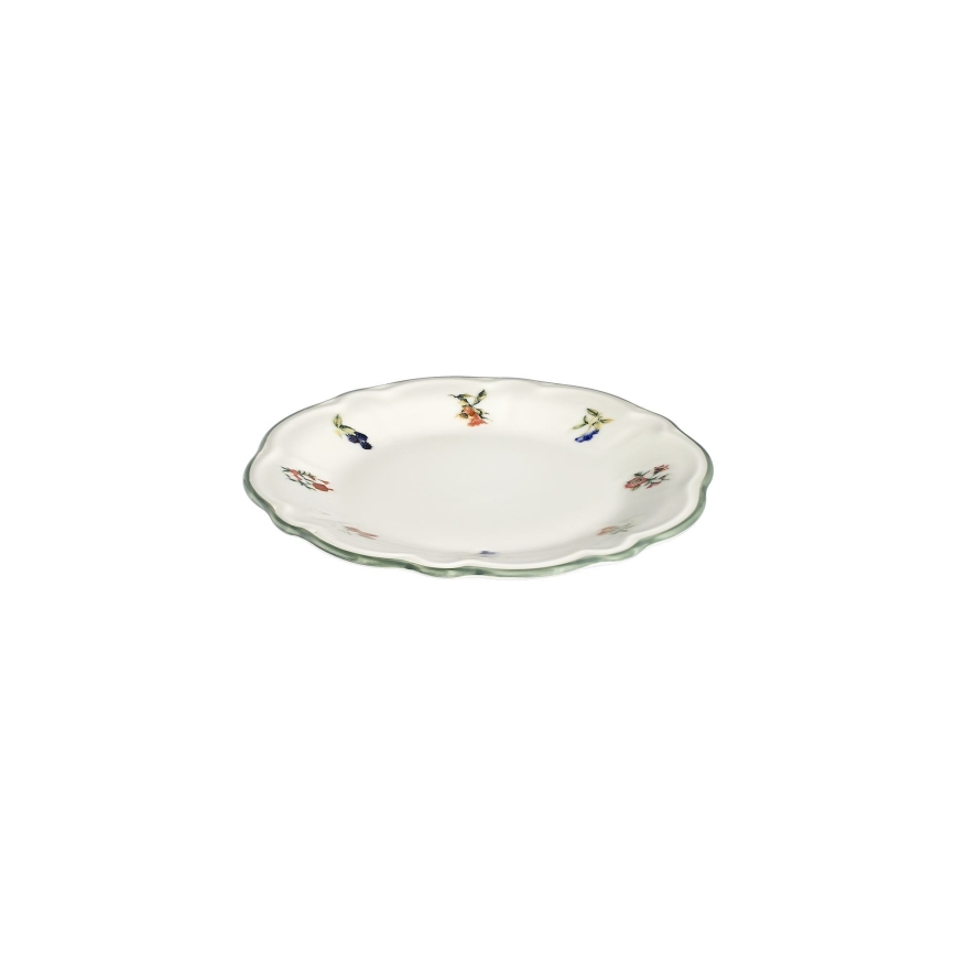 Service de table 24 pièces en porcelaine, blanc et vert