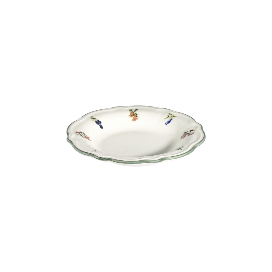 Service de table 24 pièces en porcelaine, blanc et vert