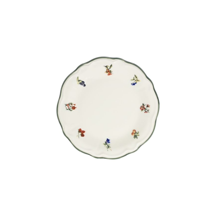 Service de table 24 pièces en porcelaine, blanc et vert