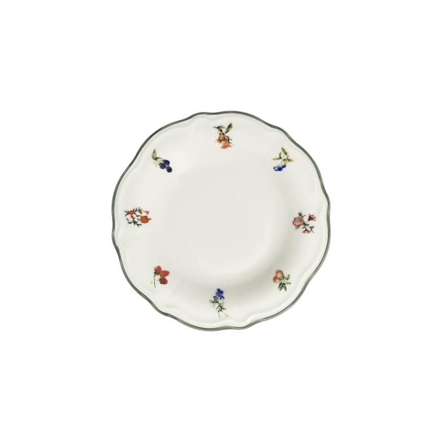 Service de table 24 pièces en porcelaine, blanc et vert