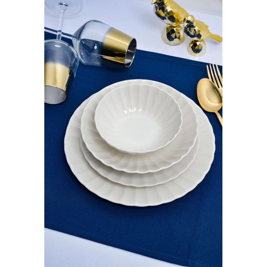 Service de table 24 pièces en porcelaine, blanc