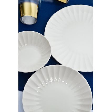 Service de table 24 pièces en porcelaine, blanc