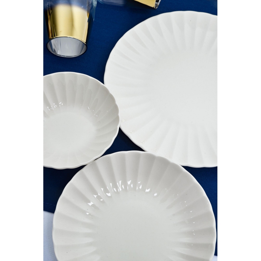 Service de table 24 pièces en porcelaine, blanc