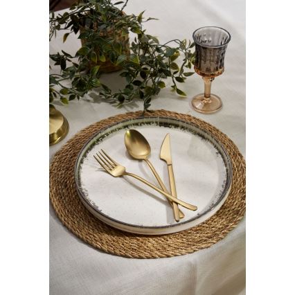 Service de table 24 pièces en porcelaine, blanc/marron