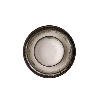 Service de table 24 pièces en porcelaine, blanc/marron