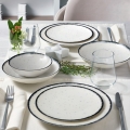 Service de table 24 pièces en porcelaine, blanc/noir