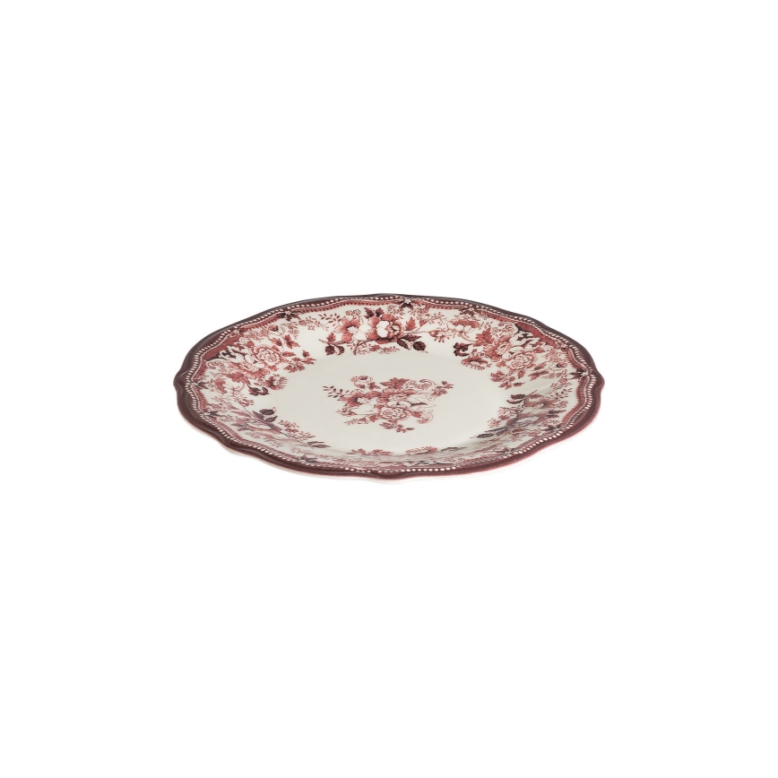 Service de table 24 pièces en porcelaine, blanc/rose