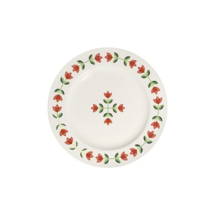 Service de table 24 pièces en porcelaine, blanc/rouge/vert