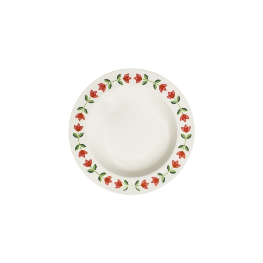 Service de table 24 pièces en porcelaine, blanc/rouge/vert