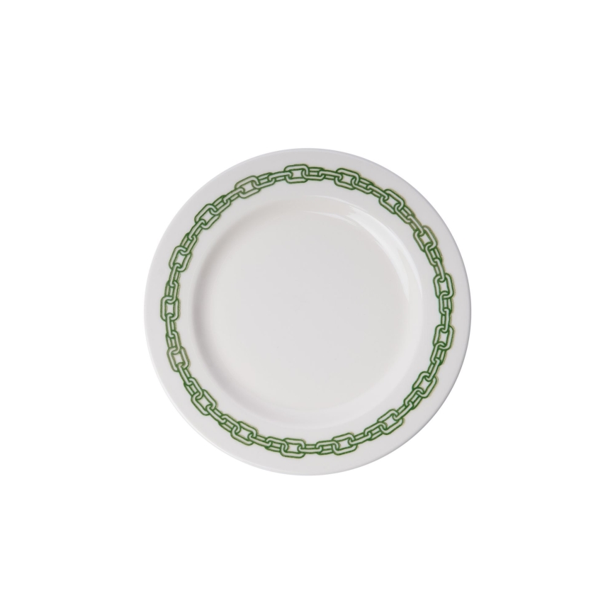 Service de table 24 pièces en porcelaine, blanc/vert