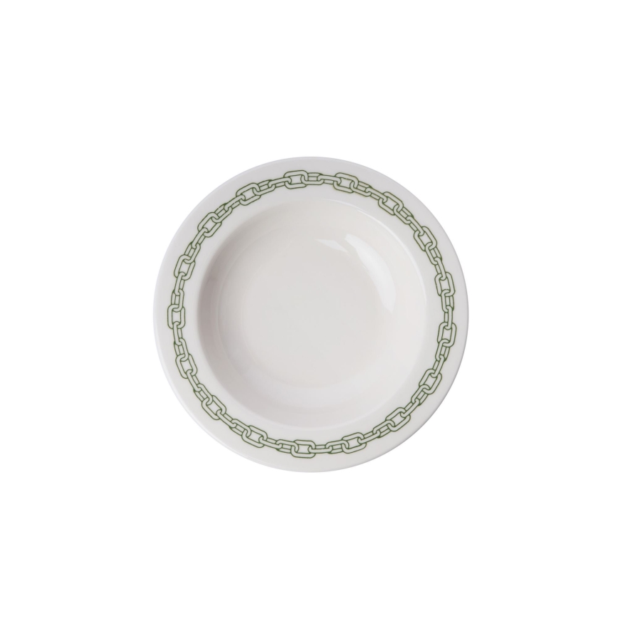 Service de table 24 pièces en porcelaine, blanc/vert