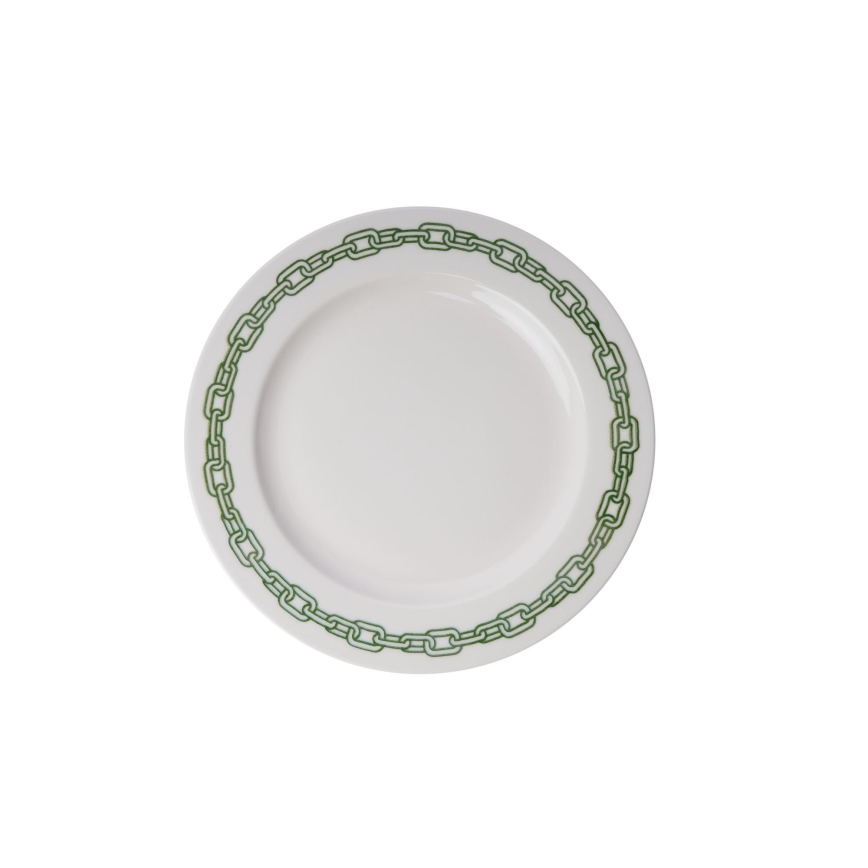 Service de table 24 pièces en porcelaine, blanc/vert